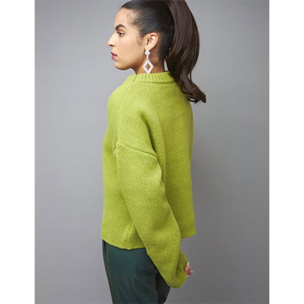 Green Crew Neck Knit Sweater - Picture 4 of 7